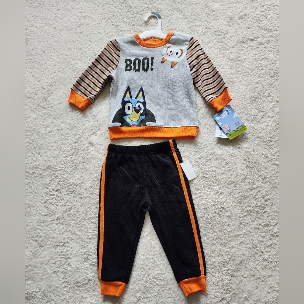 NWT Toddler Halloween Bluey Bingo Sweater & Jogger Set Ghost Vampire outfit 2t 4